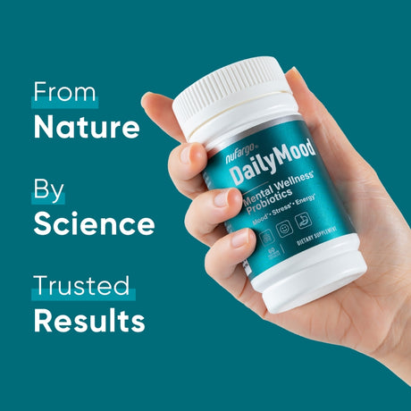 Nufargo DailyMood Ultra Mental Wellness Probiotic Capsules, Stress Relief & Mood Boost & Gut Health Support, Nature Based & Clinically Tested.