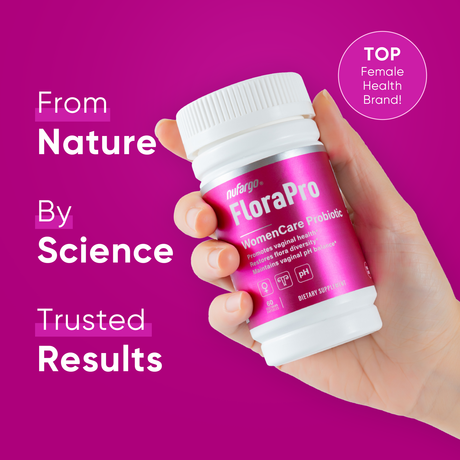 Nufargo FloraPro 5 Billion CFU Ultra Women Care Probiotic Capsules, Intimate Health & Flora Diversity Restoration & pH Balance, Clinically Tested.