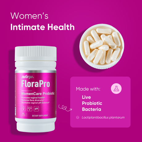Nufargo FloraPro 5 Billion CFU Ultra Women Care Probiotic Capsules, Intimate Health & Flora Diversity Restoration & pH Balance, Clinically Tested.